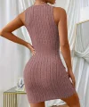Kadın Askılı Bisiklet Yaka Kalın Fitilli Kaşkorse Mini Elbise