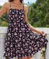 Kadın Askılı çiçek Desenli Süprem Mini Elbise