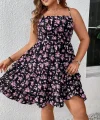 Kadın Askılı çiçek Desenli Süprem Mini Elbise
