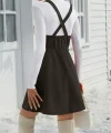 Kadın Askılı Düğmeli Mini Süet Elbise