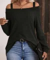 Kadın Askılı Iki Omuzu Açık Salaş Yün Viskon Bluz