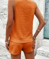 Kadın Askılı Kolsuz V Yakalı önden Düğmeli Bürümcük Bluz Ve Short Ikili Takım