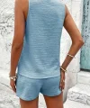 Kadın Askılı Kolsuz V Yakalı önden Düğmeli Bürümcük Bluz Ve Short Ikili Takım