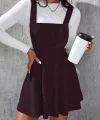 Kadın Askılı Sırttan çapraz Detaylı Kısa Kiloş Kadife Mini Elbise