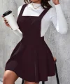 Kadın Askılı Sırttan çapraz Detaylı Kısa Kiloş Kadife Mini Elbise