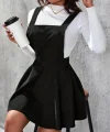 Kadın Askılı Sırttan çapraz Detaylı Kısa Kiloş Kadife Mini Elbise