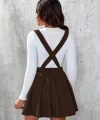 Kadın Askılı Sırttan çapraz Detaylı Kısa Kiloş Kadife Mini Elbise
