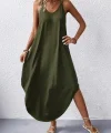 Kadın Askılı V Yakalı Uzun Viskon Elbise