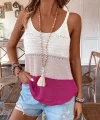 Kadın Askılı Yuvarlak Yaka çift Renkli Triko Bluz