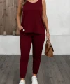 Kadın Askılı Yuvarlak Yaka Viskon Iki Iplik Bluz Ve Eşofman Altı Ikili Takım