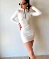 Kadın Balıkçı Yaka Fermuar Detay Mini Elbise