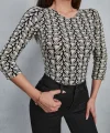 Kadın Baskılı Bisiklet Yaka Bluz