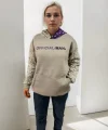 Kadın Baskılı Kapüşonlu Sweatshirt - Gri