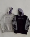 Kadın Baskılı Kapüşonlu Sweatshirt - Gri