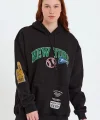 Kadın Baskılı Kapüşonlu Sweatshirt - Siyah