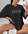 Kadın Baskılı Oversize T-shirt - Siyah