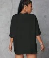 Kadın Baskılı Oversize T-shirt - Siyah