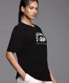 Kadın Baskılı Oversize T-shirt - Siyah