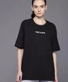 Kadın Baskılı Oversize T-shirt - Siyah