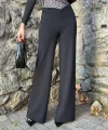 Kadın Belde Kruvaze Ve Ribana Detay Ispanyol Paça Ithal Krep Pantolon