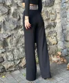 Kadın Belde Kruvaze Ve Ribana Detay Ispanyol Paça Ithal Krep Pantolon
