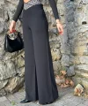 Kadın Belde Kruvaze Ve Ribana Detay Ispanyol Paça Ithal Krep Pantolon