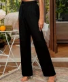 Kadın Beli Lastikli Bol Düz Paça Bürümcük Pantolon