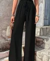Kadın Beli Lastikli Bol Paça Bürümcük Pantolon