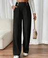 Kadın Beli Lastikli Düğmeli Ithal Krep Pantolon