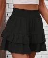Kadın Beli Lastikli Eteği Fırfırlı Mini Etek