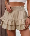 Kadın Beli Lastikli Eteği Fırfırlı Mini Etek