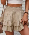 Kadın Beli Lastikli Eteği Fırfırlı Mini Etek