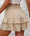 Kadın Beli Lastikli Eteği Fırfırlı Mini Etek