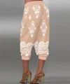 Kadın Beli Lastikli Etnik Desenli Kapri Süprem Pantolon