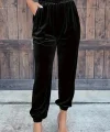 Kadın Beli Lastikli Yüksek Bel Cep Detay Kadife Pantolon