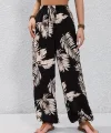 Kadın Beli Ve Paçası Lastikli Yaprak Desen Süprem Kumaş Pantolon