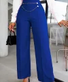 Kadın Beli Zincir Detay Geniş Paça Ithal Krep Pantolon