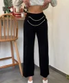 Kadın Beli Zincir Detay Ithal Krep Pantolon