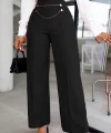 Kadın Beli Zincir Detaygeniş Paça Ithal Krep Pantolon