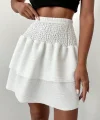 Kadın Beyaz Gipeli Suprem Kumaş Etek