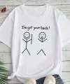 Kadın Beyaz Ive Got Your Back Grafik Tişört - Eğlenceli Çubuk Tasarımlı Oversize Günlük Kısa Kollu Tişört, Polyester Örgü, Yuvarlak Yaka, İlkbahar ve Yaz için Mükemmel, Günlük Giyim Tişört | Eğlenceli Tasarım | Polyester Kumaş - Beyaz