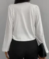 Kadın Beyaz Kruvaze Yaka Sandy Bluz