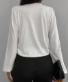 Kadın Beyaz Kruvaze Yaka Sandy Bluz