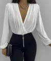 Kadın Beyaz Kruvaze Yaka Sandy Bluz