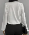 Kadın Beyaz Kruvaze Yaka Sandy Bluz