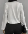 Kadın Beyaz Kruvaze Yaka Sandy Bluz