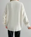 Kadın Beyaz Uzun Kollu Yakalı Triko Bluz