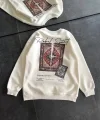 Kadın Bisiklet Yaka Baskılı SweatShirt - Beyaz