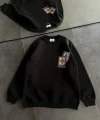 Kadın Bisiklet Yaka Baskılı SweatShirt - Siyah