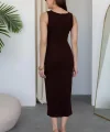 Kadın Bisiklet Yaka ıfır Kol Bel Drapeli Kalem Elbise